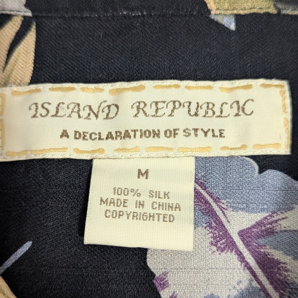 Island Republic Tropical Beachy Button Down 100% Silk Shirt Men's Size Medium - Picture 5 of 5